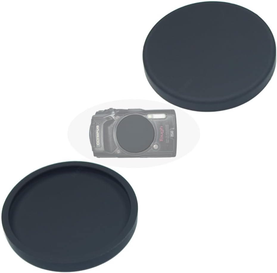 [2 Pieces] Rubber Lens Cover Cap for Olympus Tough TG-7 TG-6 TG-5 Red/Black Camera, ULBTER TG7 T6 TG5 Lens Cap Accessory