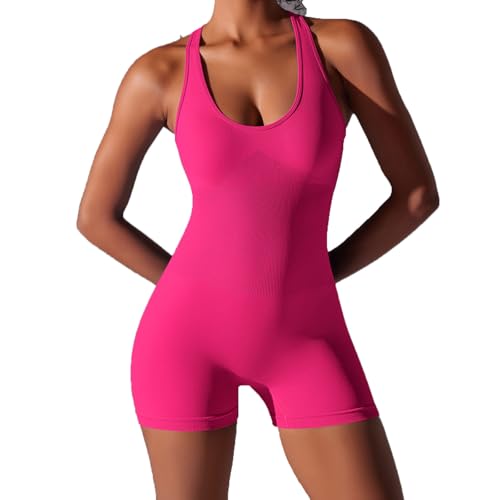 Mono Deportivo Mujer Corto sin Mangas Peto Cuello Cuadrado Jumpsuit Body Traje Una Pieza Deporte Bodycon Elásticos Pantalones Corto Bodysuit para Gimnasio Yoga Fitness Sexy Mallas 2025