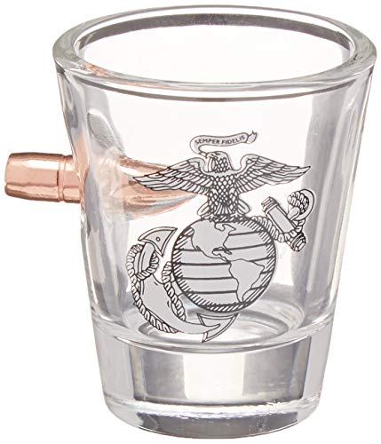 Old Dominion LLC US Marine Corps (USMC) Bullet Shot Glass | 2 oz USMC Shot Glass | Veteran and Military Gift | Marine Corps Gifts | Perfect Gift for Your Marine