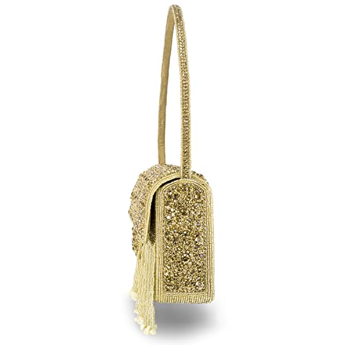 Image of Peora Black Clutch Purses for Women Stone Studded Handmade Handbags Party Bridal Clutch