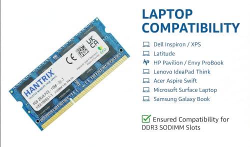 Image of 8GB DDR3 1066MHz Laptop RAM | PC3-8500S 1.5V 2Rx8 SO-DIMM | Memory for DDR3 Laptops | Warranty-3 Years