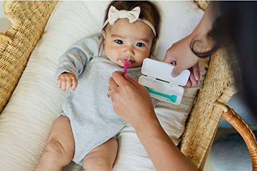 Oogiebear - Nose And Ear Gadget. Safe, Easy Nasal Booger And Ear Cleaner For Newborns And Infants. Dual Earwax And Snot Remover - 2 Pack With Case - Orange And Seafoam #TOP3