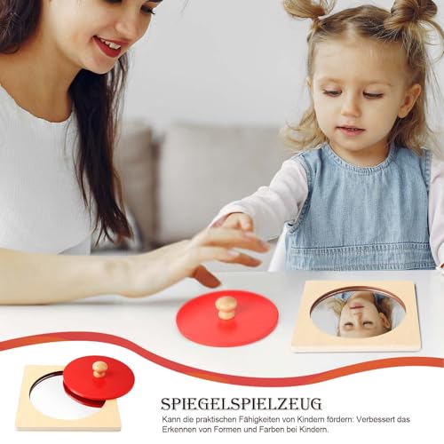 DONGFENGLION Baby Spiegel Montessori Spielzeug, Visuelle Spiegel für Kinder, Spiegel Baby Bauchlage, Spiegel Peekaboo Knopf Puzzle, Spiegel Einfach Kindgerecht für Babys 6-36 Monate