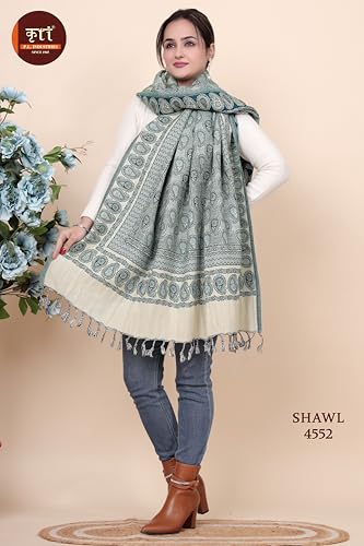 Image of KRITI Paisley Design Woollen Beige Color Shawl For Women
