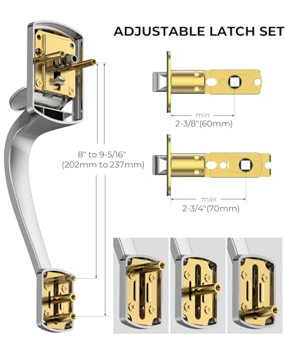 Image of Nickel Front Door Handle No Lock, Heavy Duty Front Door Lock Set | Brushed Exterior Door Handle No Lock for Every Deadbolt, Zinc Exterior Door Lock, Entry Handleset, Easy Install, Universal