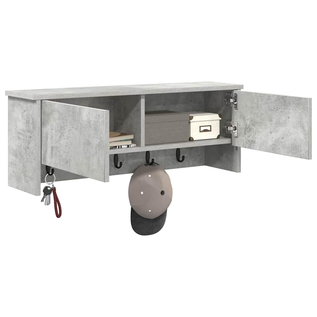 Table de chevet murale - Support mural en bois gris béton - Étagère suspendue - Organiseur pour salon, chambre à coucher, cuisine, salle de bain, couloir, bureau