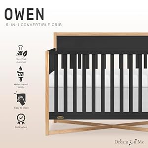 Owen 5 in 1 convertible crib matte black  urban country home decor