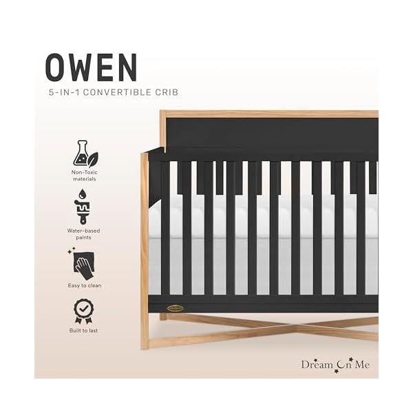 Owen 5 in 1 convertible crib matte black  urban country home decor
