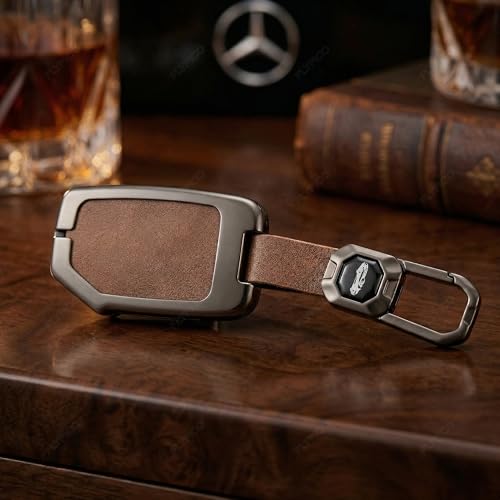 Image of Exclusive Metal Leather Key Cover Compatible with Kia Seltos 2024 2023 Facelift HTX | Carens X Line | Sonet Facelift 4 Button Smart Key Leather Protection with Keychain