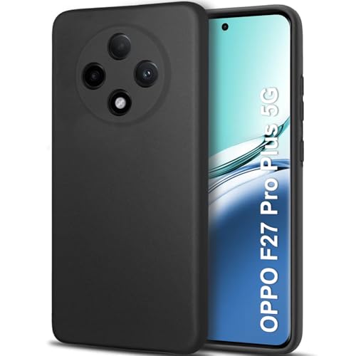 Image of TheGiftKart Sleek Back Cover Case for Oppo F27 Pro Plus 5G | Slim Fit Protective Design | Ultra Matte Finish | Camera Protection Bump | Soft Silicon Back Case for Oppo F27 Pro Plus (Silicone, Black)