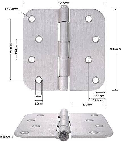 Pack Of 18 Residential Door Hinges - 4 Inch - Satin Nickel Finish - 5/8" Radius Corner By Stylever #TOP2