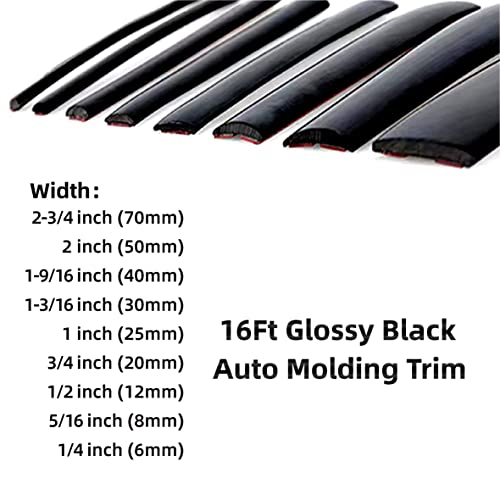16Ft Glossy Black Automotive Car Exterior And Interior Molding Trim Universal Bumper Window Door Body Side Decorative Strip Scratch-Proof (3/4 Inch (20Mm)) #TOP3