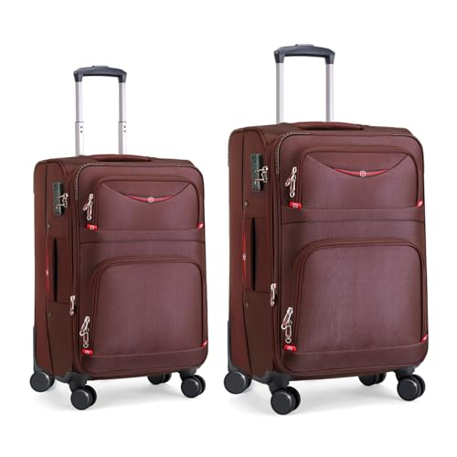 Image of ROPLUS Softside Expandable Luggage with 4 Spinner Wheels, Durable Carry-On Luggage Suitcase (Coffee, 2-Piece Set 21 /25)