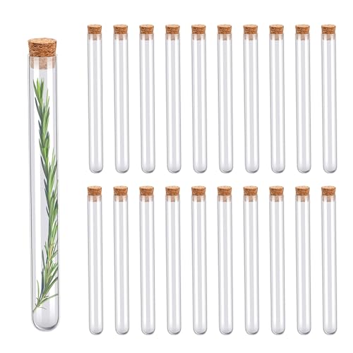 Lot 30 Tubes à Essai Plastique 15x150mm Avec Bouchons Liège - Pour Labo, Bonbons, DIY