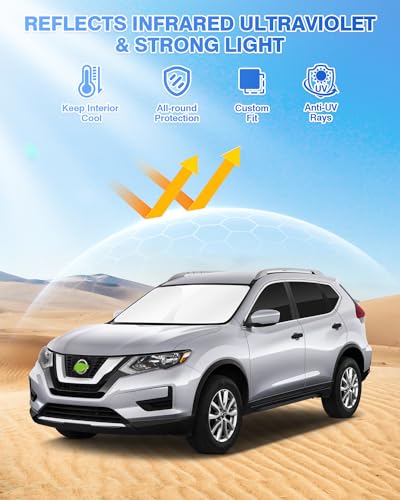 Image of Canvcle Sunshades for 2014-2020 Nissan Rogue (Not for Rogue Sport) Accessories Windshield Sun Shade Side Rear Window Shade Cover Sun Visor Shield Privacy Protection Keep Vehicle Cool Black 8PCS