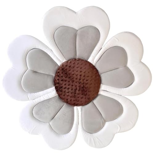 Baby Bath Support 31.5x1.2'' Anti-Collision Soft Baby Bathtub Gray Leaf Flower Baby Bath Essentials with White Edge for Sitting or Crawling Baby Girl Newborn Essentials Baby Bath Essentials Baby Bath