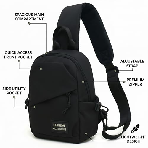 Image of Waterproof Sling Mini Backpack for Men & Women, Lightweight Crossbody Bag for Travel, Hiking, Gym, Jogging, Picnic & Daily Use 5 Liter (White, Blue, Black)