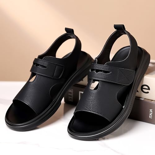 Men's Leather Slingback Slip On Flat Roman Sandals Comfort Soft Breathable Open Toe Sandals for Casual Wear Beach Walking2