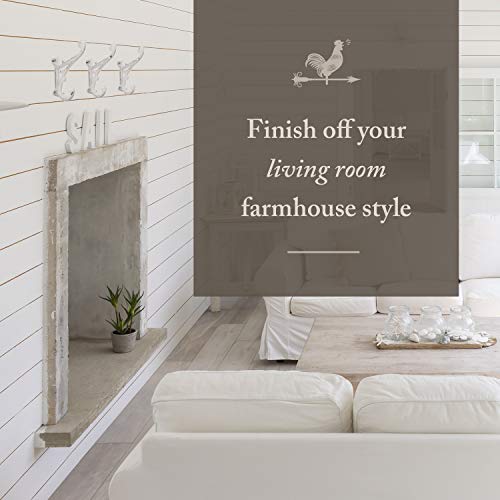 Rustic Cast Iron Coat Hooks (3 Pack) Antique White, Wall Mounted, Farmhouse Decorative, Heavy Duty Wall Hooks for Hanging Coats, Hats, Towels (Mounting Hardware Included)