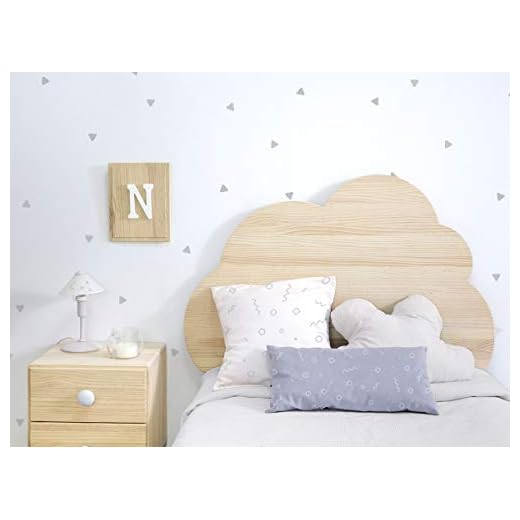 Cabecero Infantil Madera Natural. Nube con Luz (Cabecero 90)