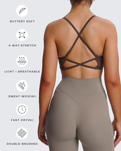 Aoxjox Women's Workout Lily Deep V Cross Back Sport Bras Fitness Bra Yoga Crop Tank4