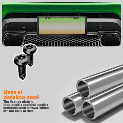 getfay 4 PCS Car Anti Theft Licence Plate Screws Combo Set, SS Rustproof Torx Head Security Tamper Resistant Tapping License Plate Bolts Fasteners, Safety Replacement Parts, for Most Cars (Black)