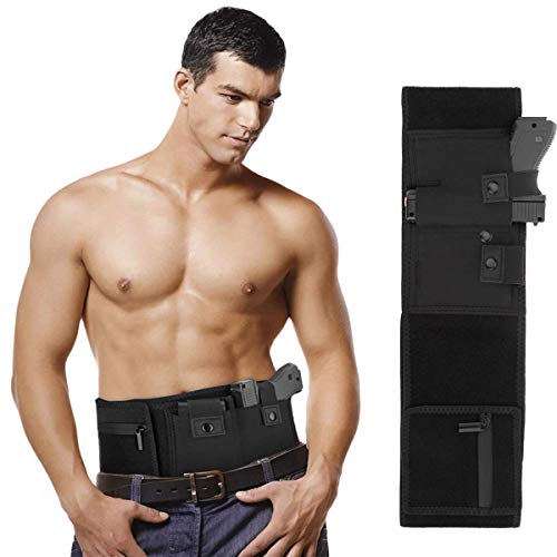 Belly Band Holster for Concealed Carry, Waistband Holsters with Magazine Pouch, Belly IWB/OWB Gun Holster Concealment Hand Waist Holster for Most Pistols & Revolvers for Men and Women Right Left