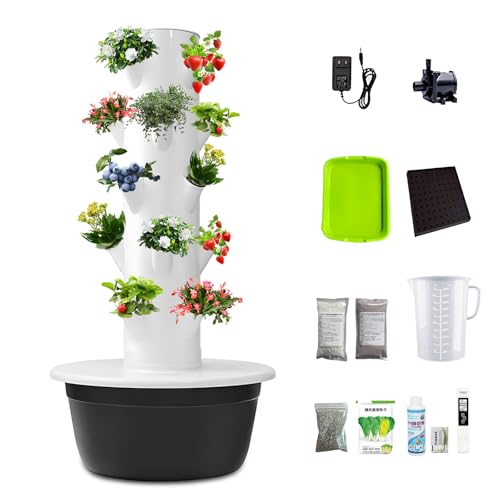 Torre verticale intelligente da giardino, sistema di coltivazione idroponica con irrigazione automatica, fioriera per erbe aromatiche da interno a 5 strati