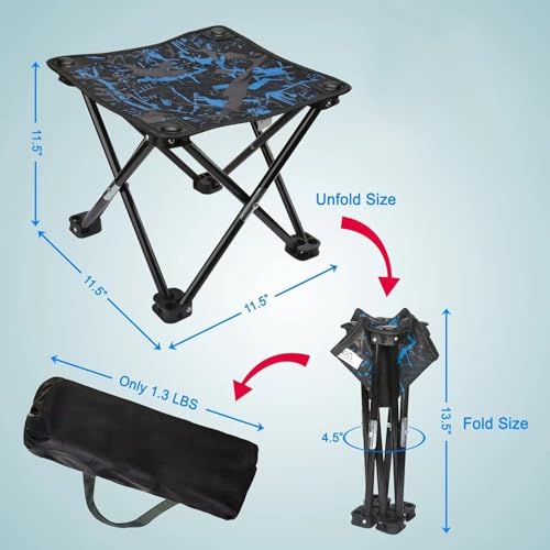 Image of Folding Camping Stool Portable Chair for Fishing Hiking Camping and Beach mini Camp Pocket fold seat Portable Stool for Outdoor Gardening with Carry Bag