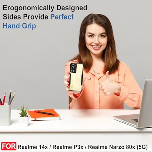 Image of CEDO Backcover for Realme 14x / Realme P3x / Narzo 80x (5G) | Camera Protection Shockproof Bumper-Edge | Acrylic Crystal Clear 360 Degree Protection TPU+PC | Transparent Eagle Back Case Cover (Black)