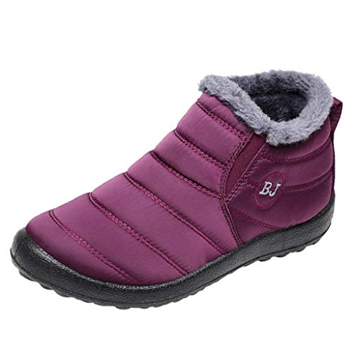 QUICKLYLY Botas Nieve para Hombres Mujer Forro de Piel Unisex Planos Cómodos Zapatillas Caminar Zapatos Ligeros Invierno (Vino,37.5EU)