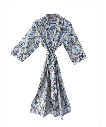 Image of Hand block print Cotton Kimono bikini cover up,Indian Hand block print Cotton Bath Robe,Swim Wear,Nighrwere Dressing Gown