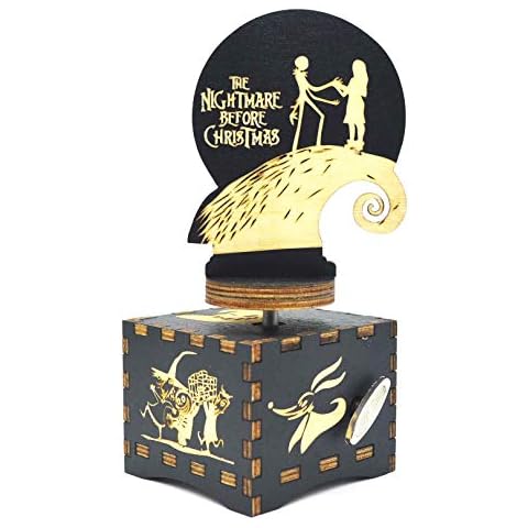 Micteney The Nightmare before Christmas Music box,Wooden Music box gifts for kids on Halloween Christmas,Nightmare before xmas gifts,Play Tune This is Halloween Cover