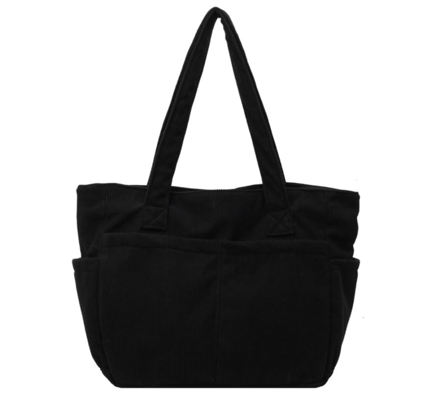 Travel Totes，Large Quilted Tote Bag, Black, Multiple Pockets