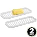 mDesign Durable Silicone Kitchen Sink Storage Organizer Tray - Holder for Sponges, Soap, Scrubbers - Ribbed Base, Quick Drying, Waterproof, Non-Slip - Linelle Collection - 2 Pack - Clear