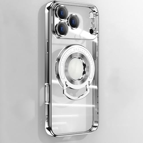 Coque anti chute iPhone 17 Pro Max silicone transparent et anneau rigide argent