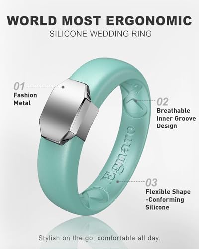 Image of Egnaro Silicone Wedding Bands Women, Inner Arc Ergonomic Breathable Design