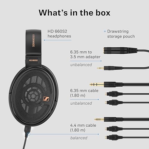 HD 660S2 Cuffie Stereo con Cavo da Audiofili con Bassi Profondi, Surround Ottimizzato, Flusso d'Aria nel Trasduttore, Sistema di Magneti Ventilati e Bobina Vocale, Nero - Cuffia gaming - Immagine 12