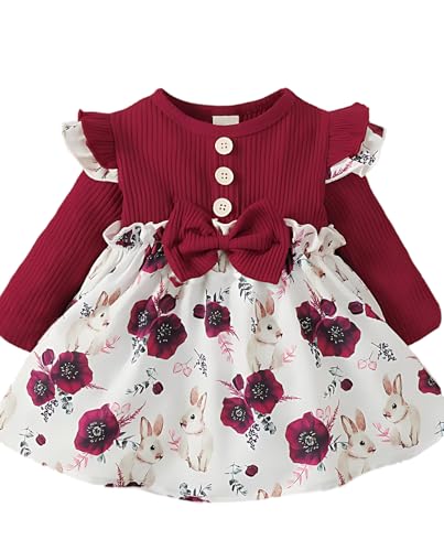Image of Buy & Try by Dharmikaay Girl's Lycra Floral Printed Frock Dress for Girls Short Frock Baby Princess Western Dresses| Stylish Fancy Kids Clothing for New Year, Fashion.