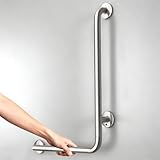 Maniglione Bagno Disabili in Acciaio Inox 304 – Maniglione ad Angolo a L 70×50 cm per Docc...