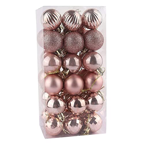 Esferas, Tools Adornos de Bolas de Navidad Adornos a Prueba de chucherías Decoraciones de árboles de Navidad para Fiestas 36pcs Oro Rosa.