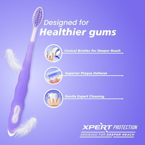 Image of Enshine Expert Protection Toothbrush for Adults - Pack of 3 | Double-Tapered Ultra Soft PBT Bristles | Premium Tooth Brush Set for Sensitive Gums | Deep Gum-Line Plaque Removal | Manual Toothbrush with Non-Slip Grip Multicolor