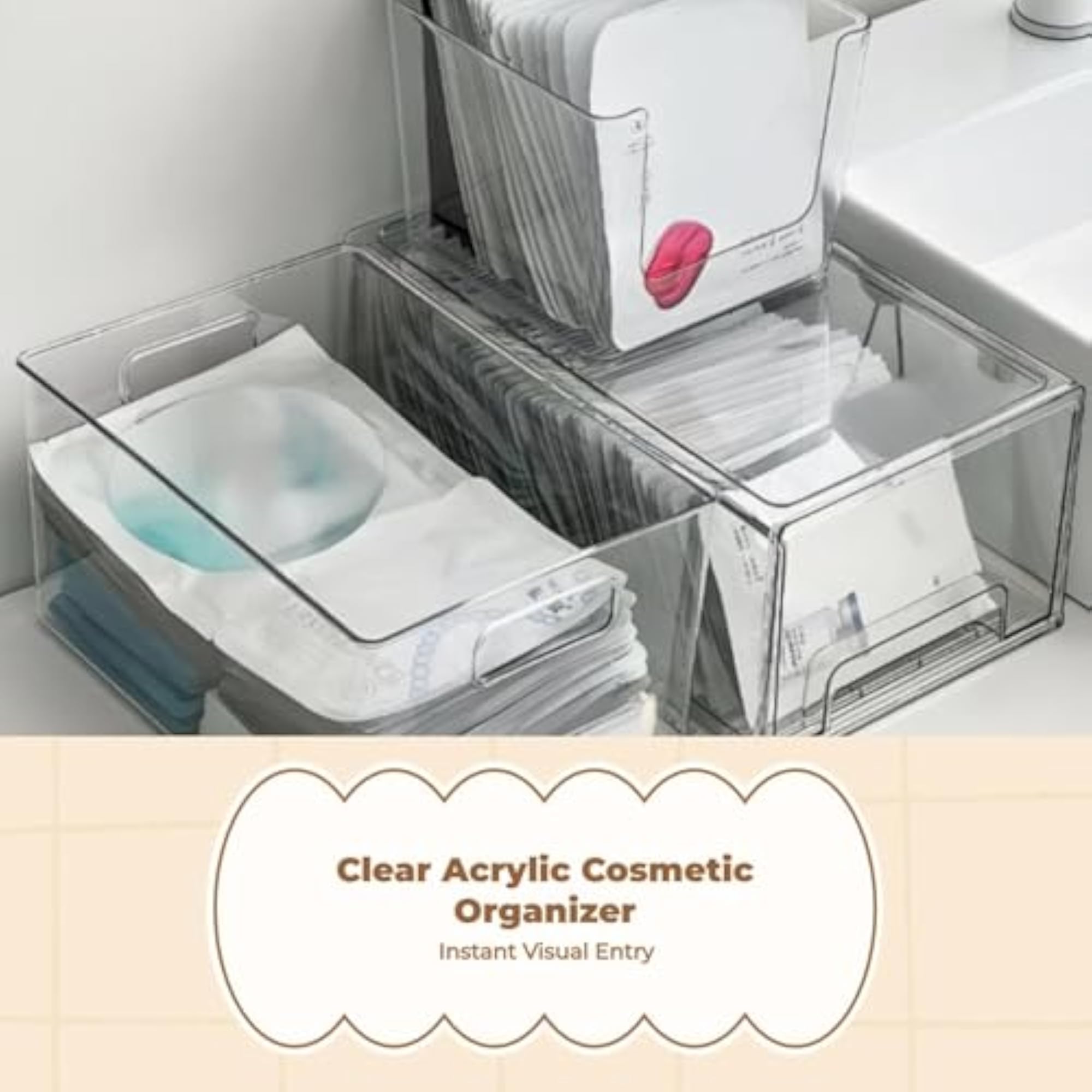 Acrylic Makeup Organizer with Clear Storage Drawers