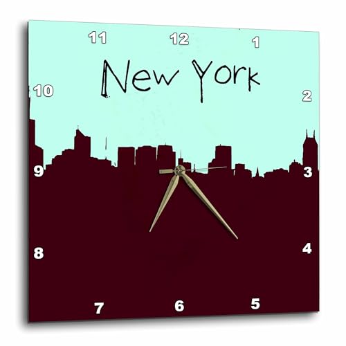 3dRose Wall Clock Silent - 10 inch - New York Skyline - Americana Art - Cities - PS Creations