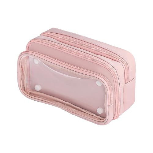 Image of U & U UNIQUE UTILITIES Pencil Pouch for Girls Aesthetic | Large Capacity Pencil Case with Detachable Front Pocket | Cute Pouches for School Girls | Pouch for Stationery (Pink)