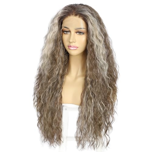 Sapphirewigs Highlights Curly Lace Front Wig Ombre Grey Synthetic Wigs for Women 13x3 Daily Wear Party Christmas Halloween Heat Resistant 26 inch - Image 3