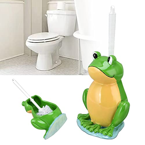 Image of Frog Shape Toilet Brush Set, Creative Bathroom Cleaning Brush with Holder, Ergonomic Handle, and Space Saving Design for Effective Cleaning
