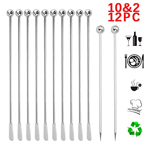 10pcs Stainless Steel Coffee Beverage Stirrers Stir Cocktail Drink Swizzle Stick with Small