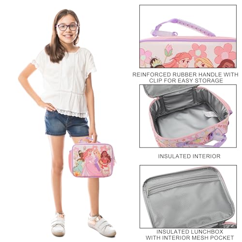 Image of Disney Princess Characters On Floral Print 8 inch Lunch Kit