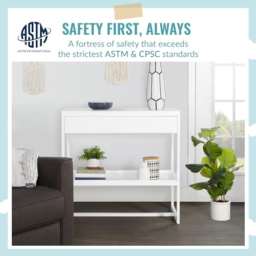 Image of Dream On Me Arlo Changing Table with Pad & Safety Strap - White | Solid New Zealand Pinewood, Non-Toxic Finish, Spacious Fixed Storage Shelf for Diapers, Water-Resistant 1 inch Pad